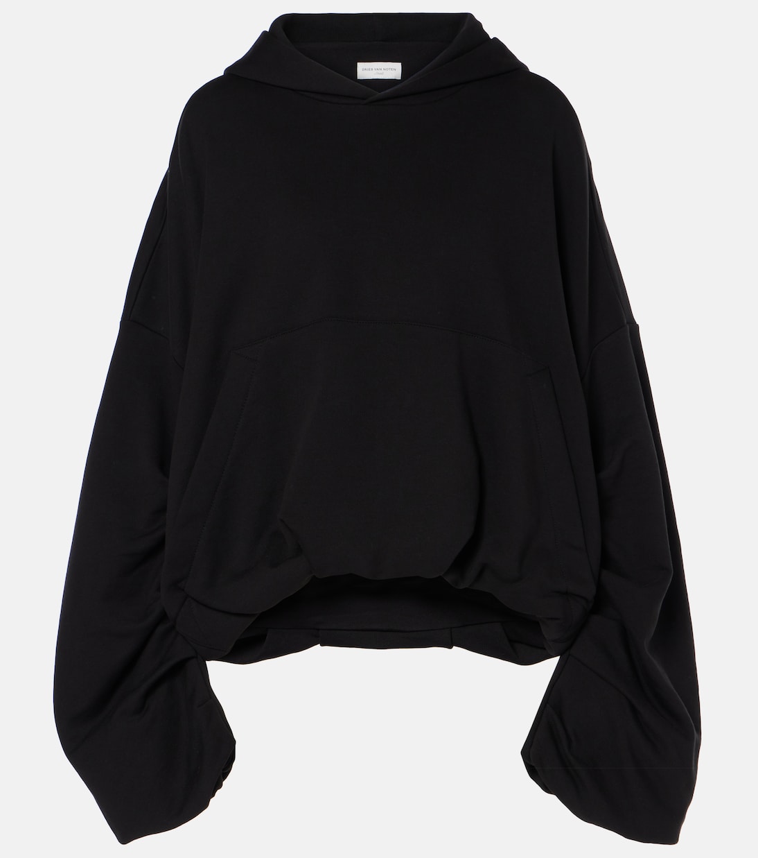Oversized draped cotton jersey hoodie | Dries Van Noten