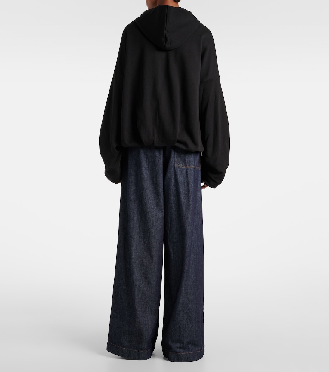 Oversized draped cotton jersey hoodie | Dries Van Noten