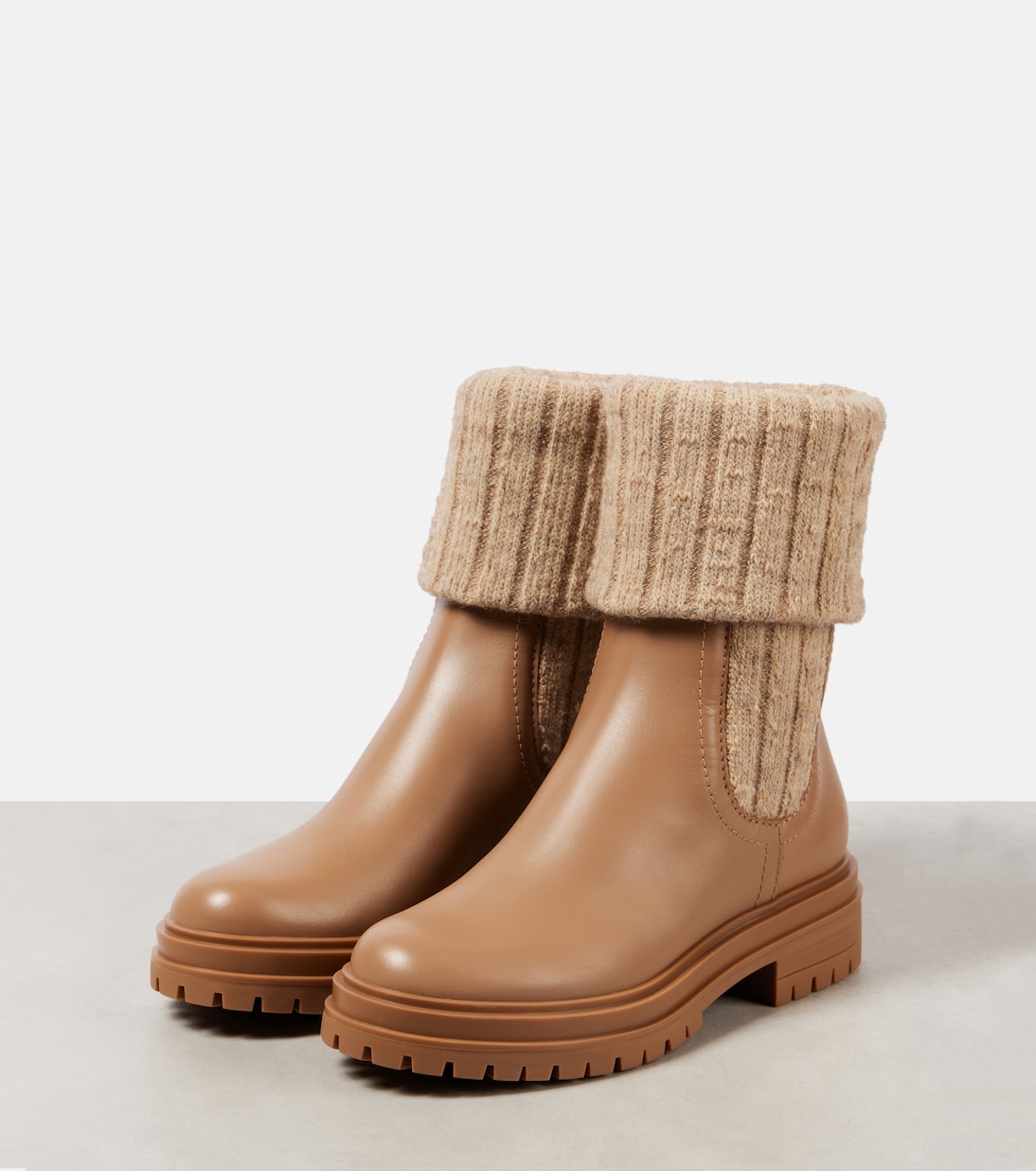 Chelsea Boots Tenney aus Leder mit Strick | Gianvito Rossi