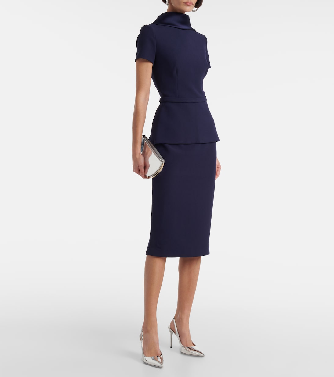 Midikleid aus Crêpe mit Satin | Safiyaa