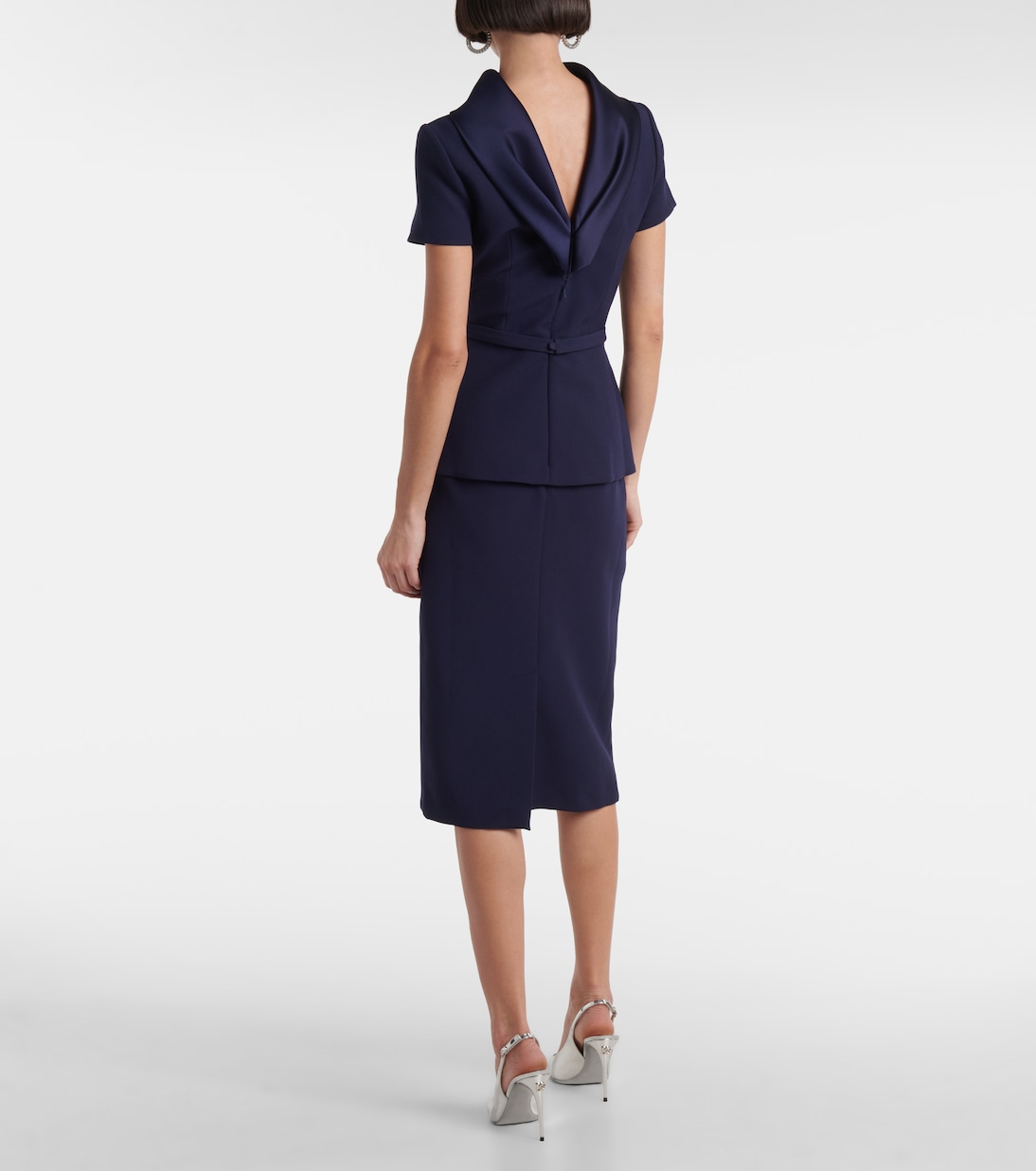 Midikleid aus Crêpe mit Satin | Safiyaa