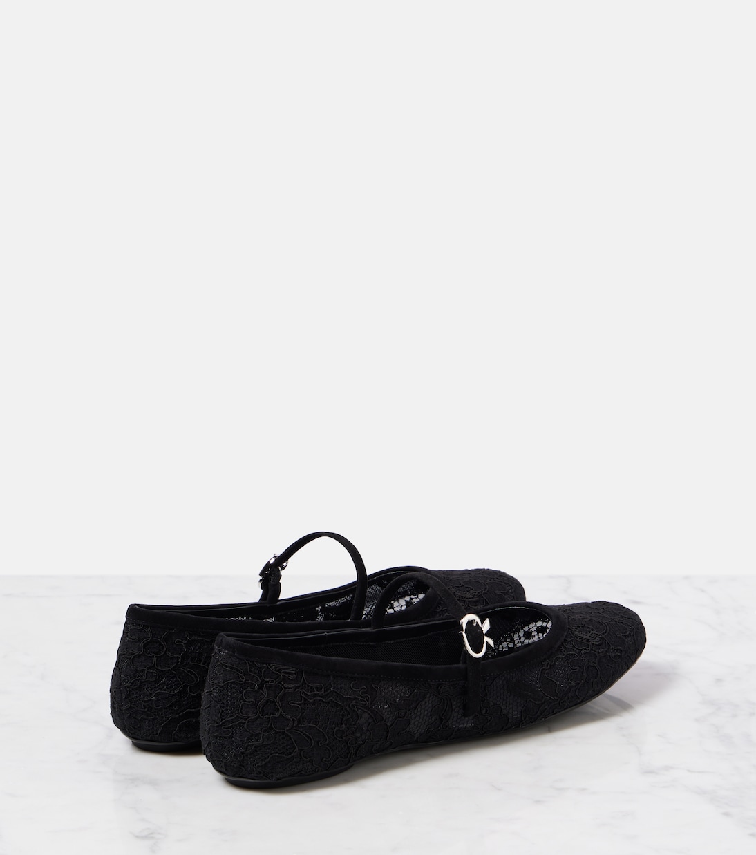 MJ皮革边饰蕾丝芭蕾舞平底鞋 | Gianvito Rossi