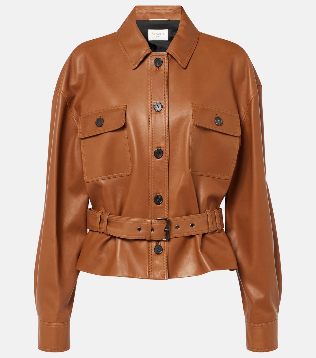 Cropped-Lederjacke Saharienne | Saint Laurent
