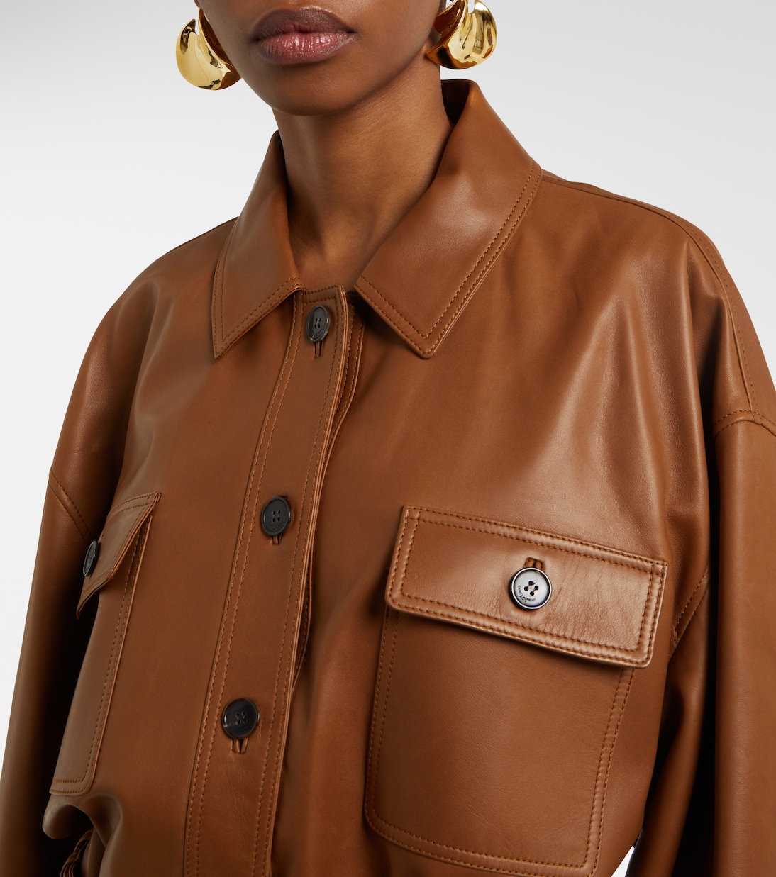 Cropped-Lederjacke Saharienne | Saint Laurent