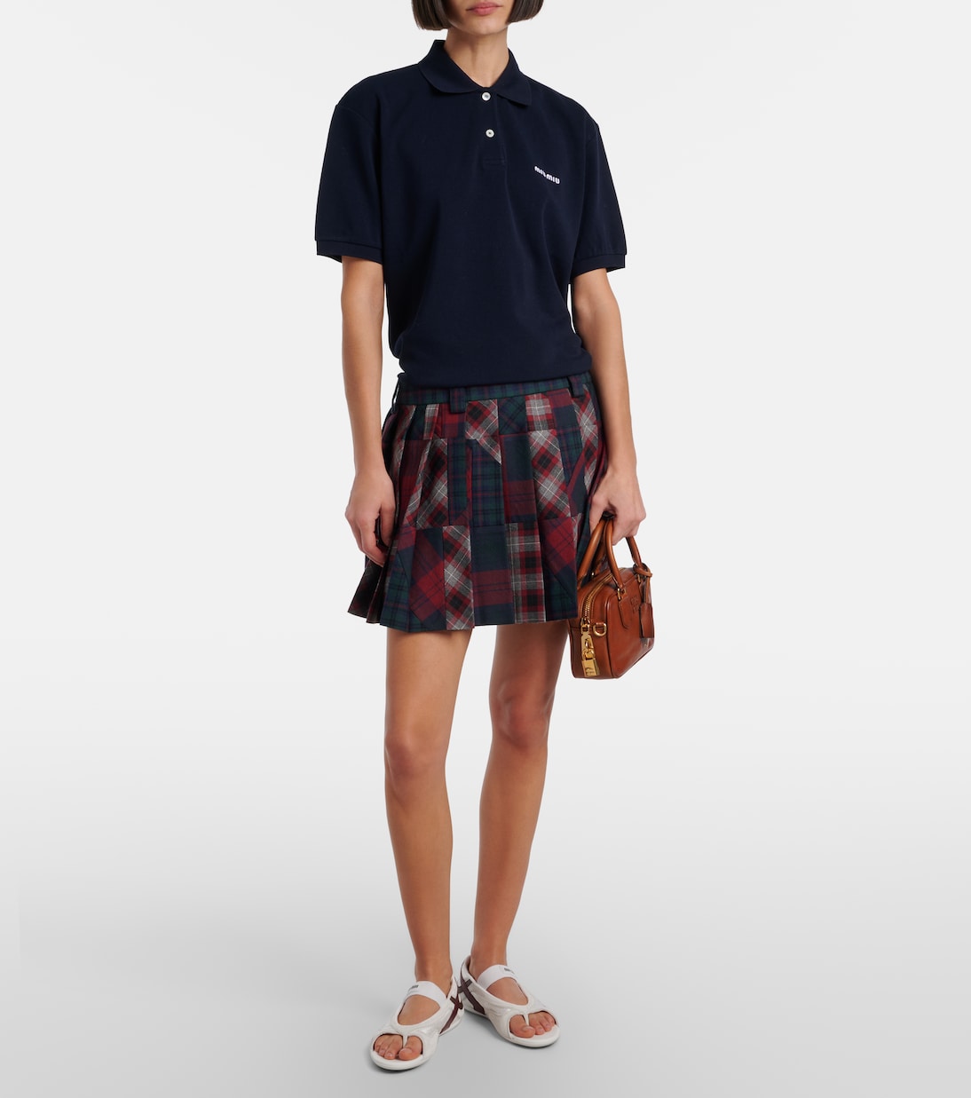 Gymnasium leather-trimmed thong sandals | Miu Miu