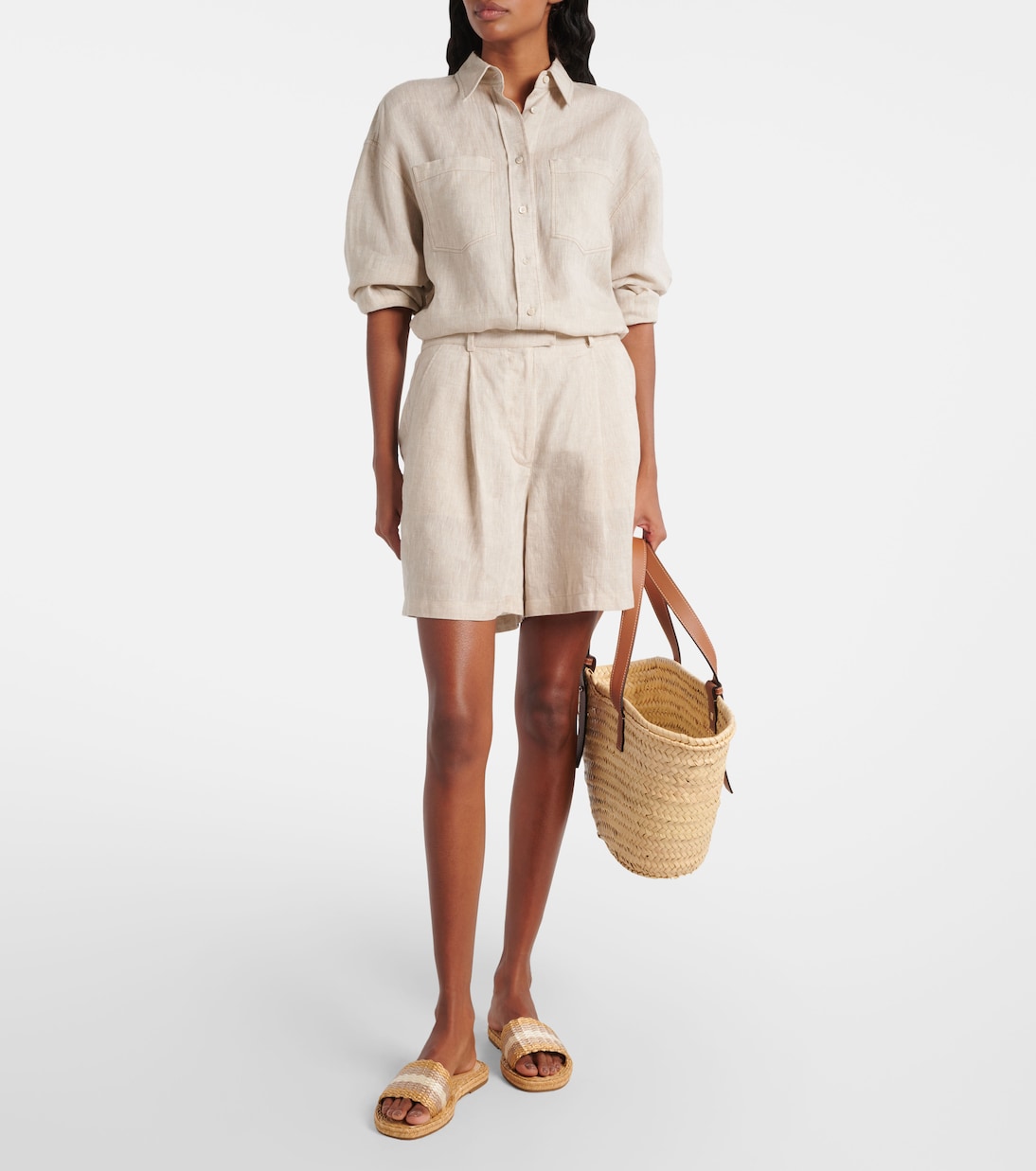 Playa酒椰叶纤维凉拖鞋 | Aquazzura