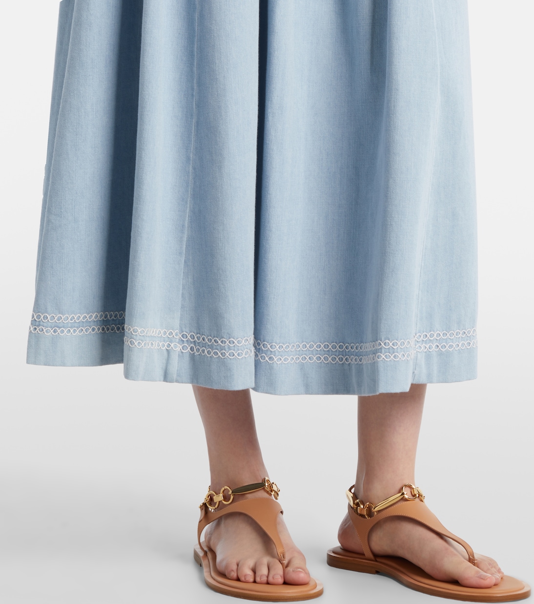 Ascension shirred denim midi skirt | Zimmermann