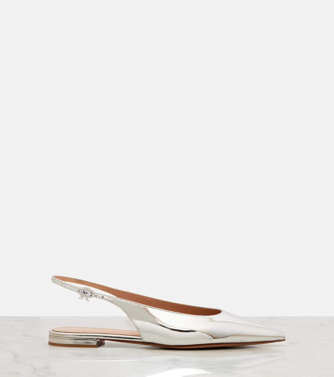 Robbie metallic leather slingback flats | Gianvito Rossi