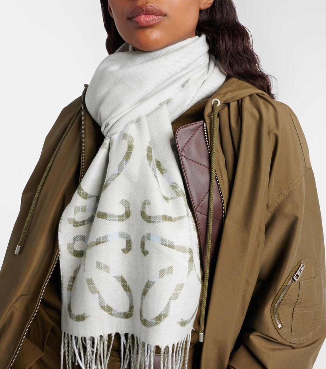 Anagram checked silk and cashmere scarf | Loewe