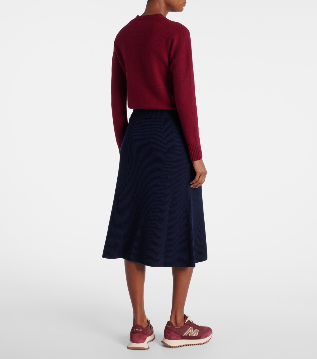 Ribbed-knit wool and cashmere midi skirt | Moncler