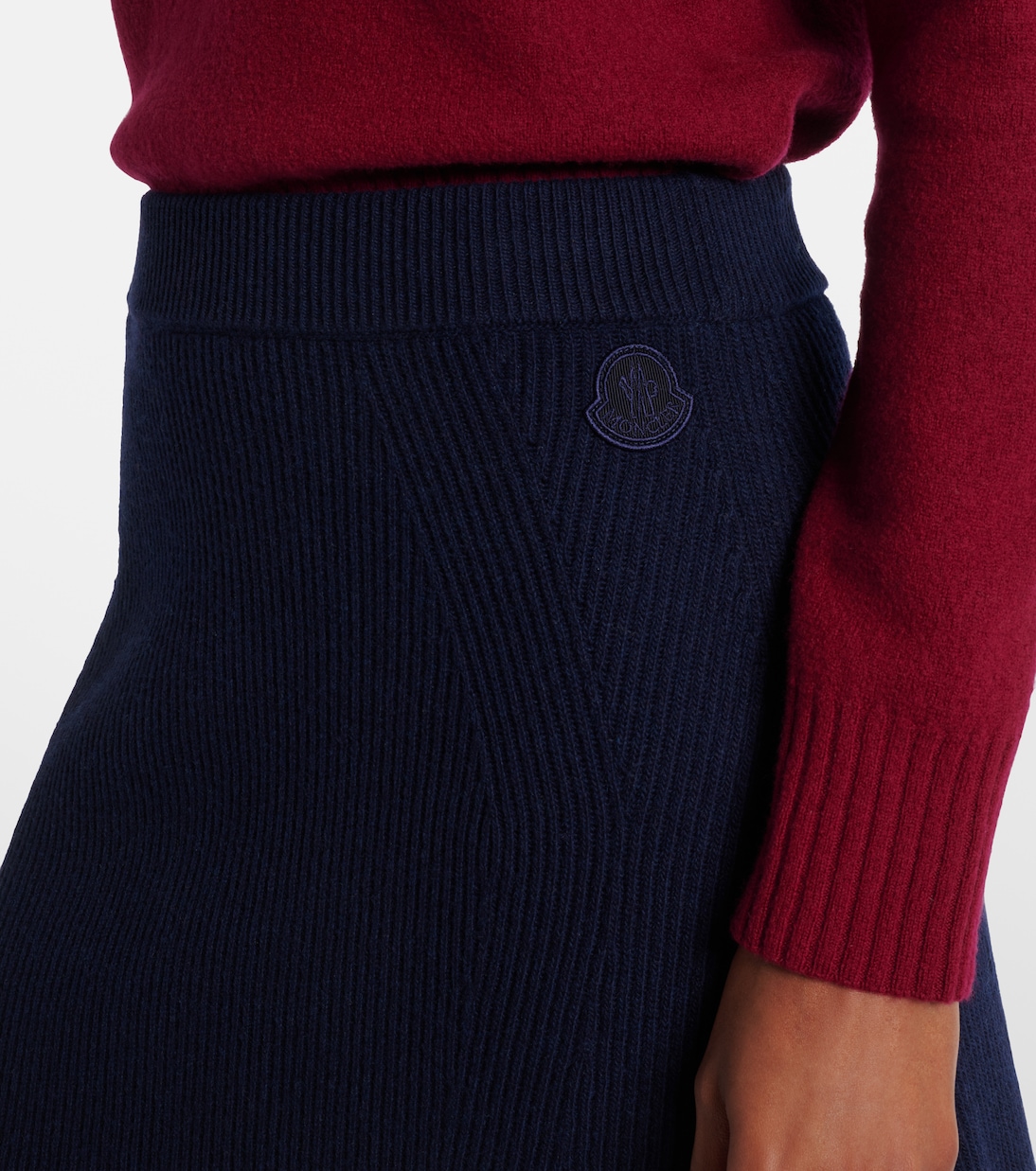 Ribbed-knit wool and cashmere midi skirt | Moncler