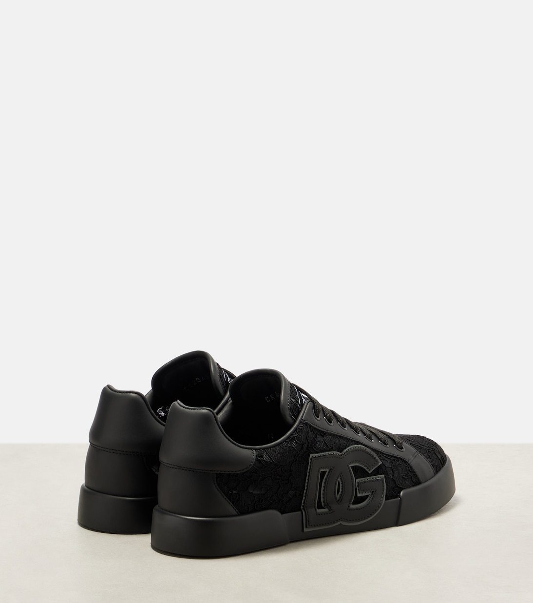 Portofino lace-trimmed leather sneakers | Dolce&Gabbana
