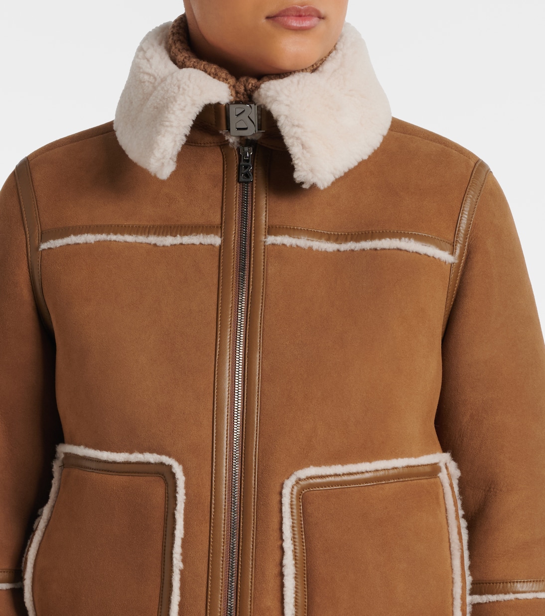 Pelina down-paneled shearling-trimmed suede jacket | Bogner