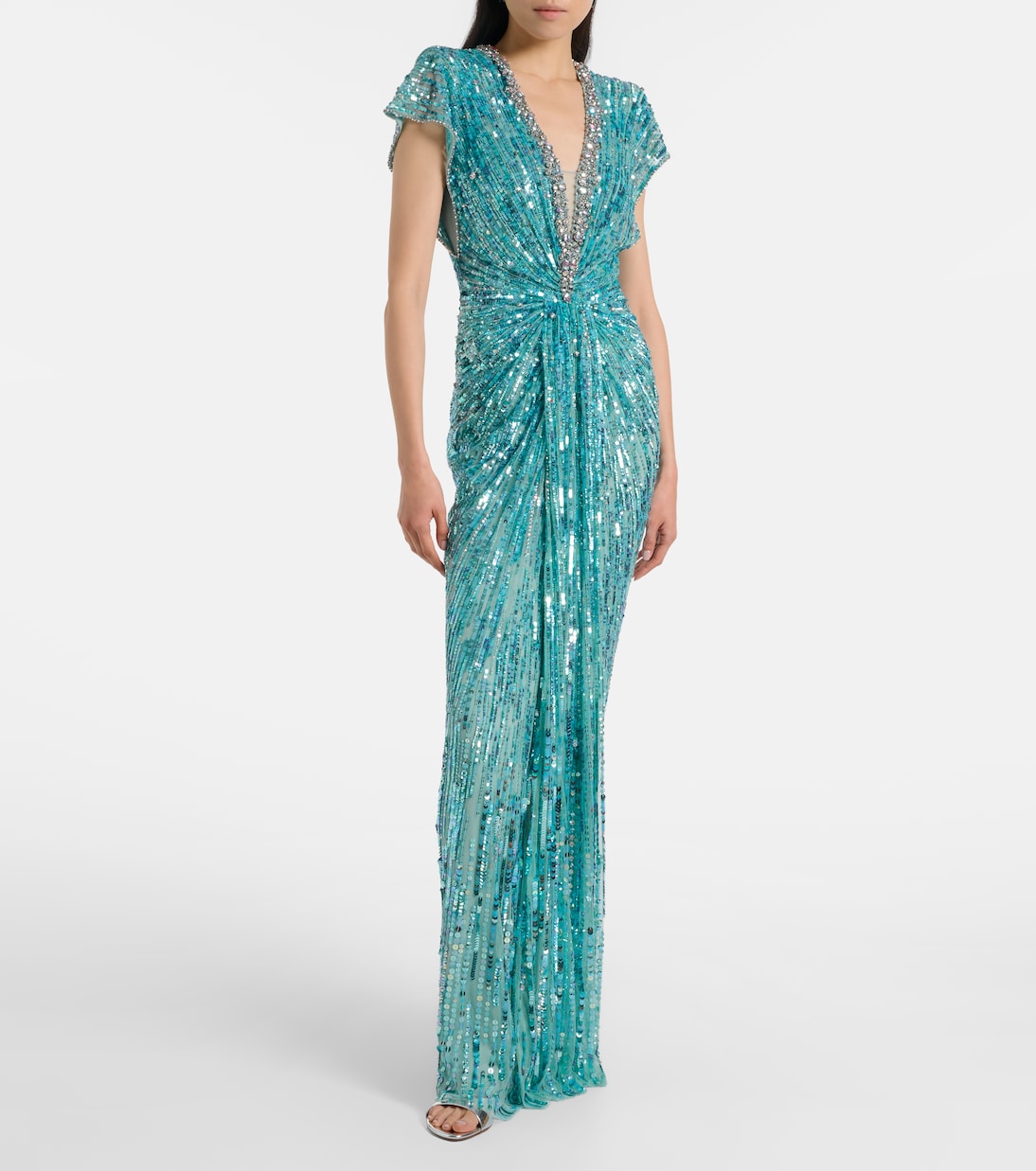Vestido de fiesta Lacie fruncido y adornado | Jenny Packham