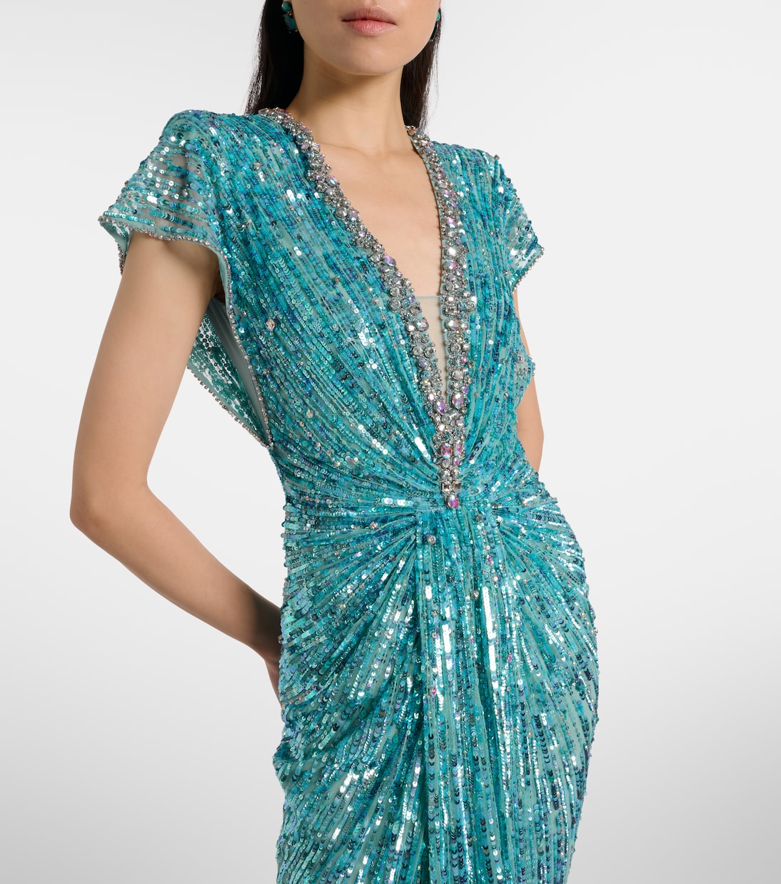 Vestido de fiesta Lacie fruncido y adornado | Jenny Packham