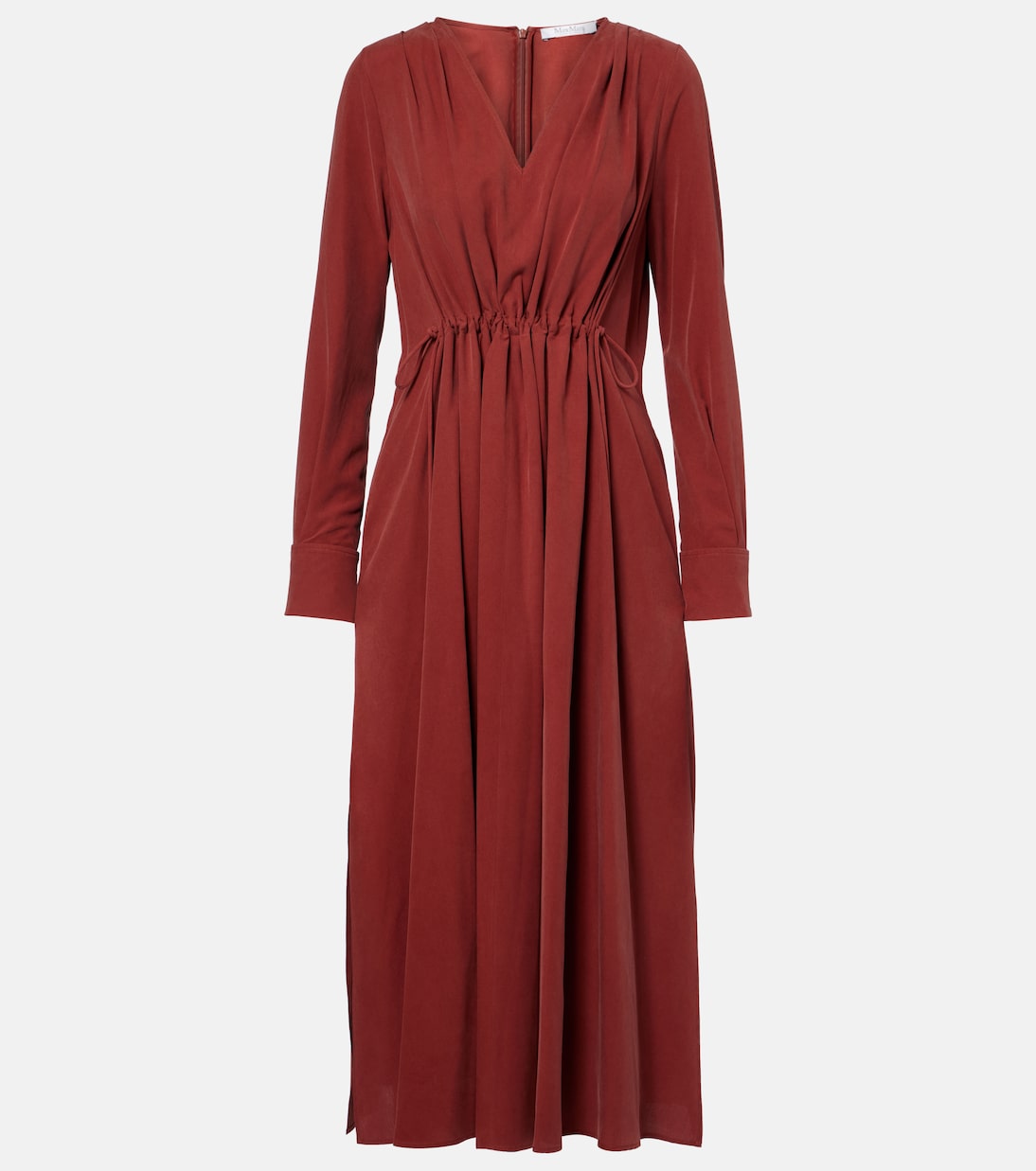 Full gathered silk canvas midi dress | Max Mara