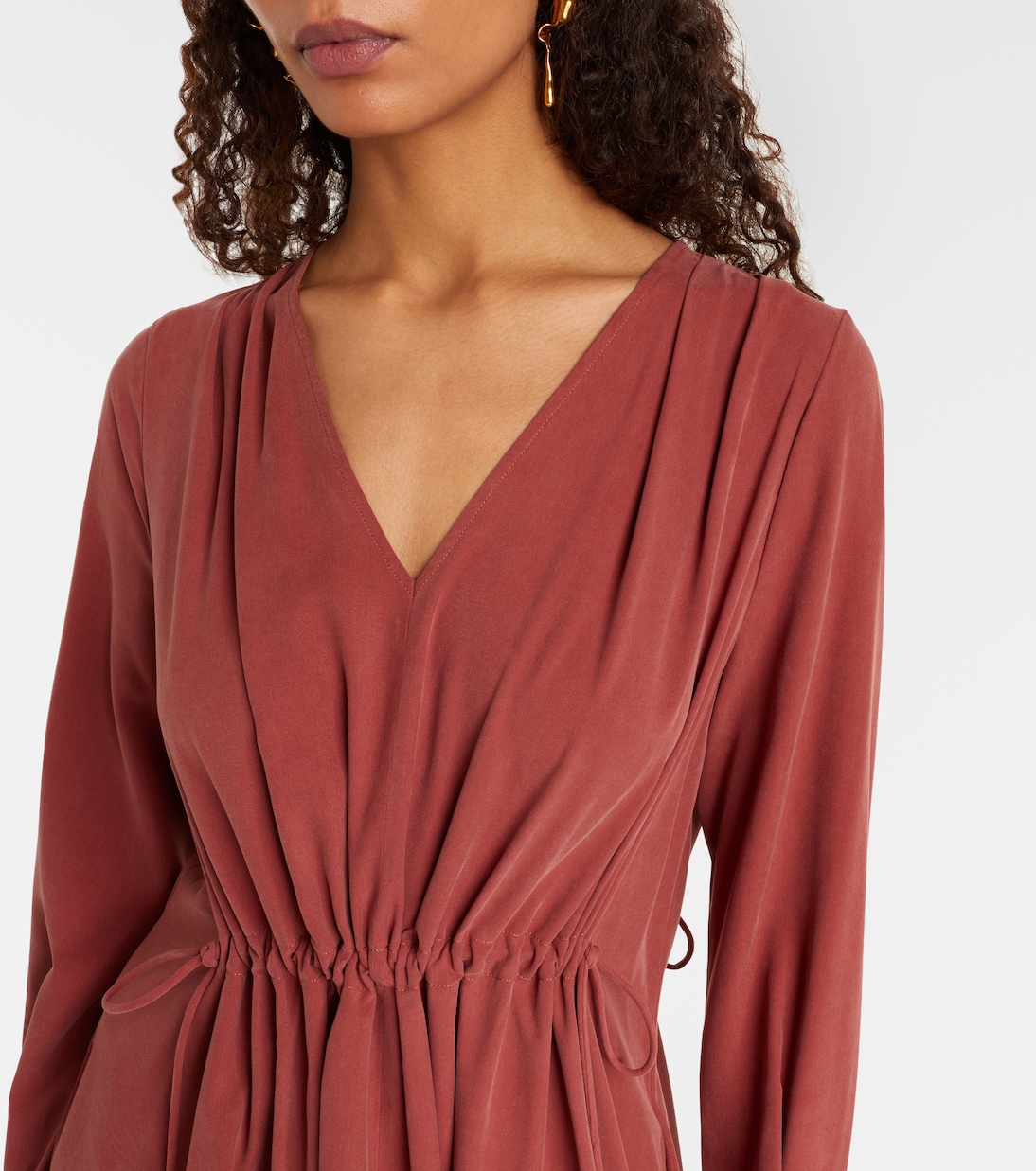 Full gathered silk canvas midi dress | Max Mara