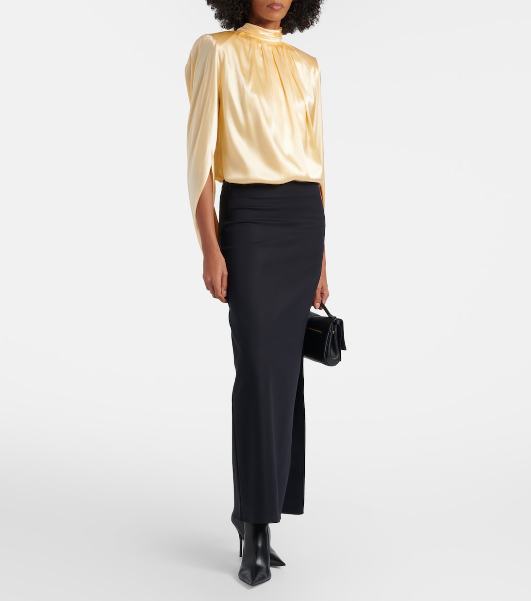 Draped silk-blend satin top | Mugler