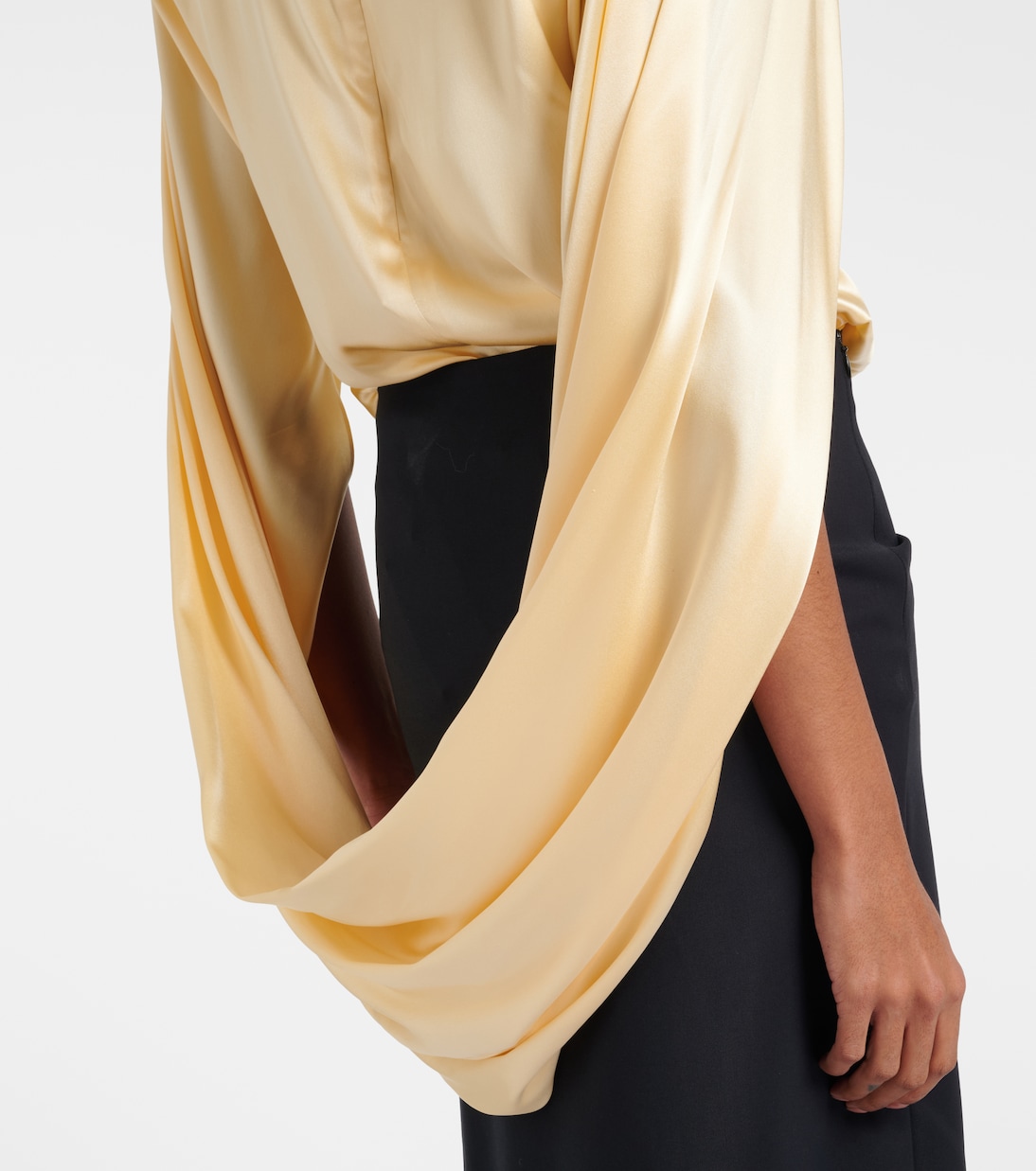 Draped silk-blend satin top | Mugler
