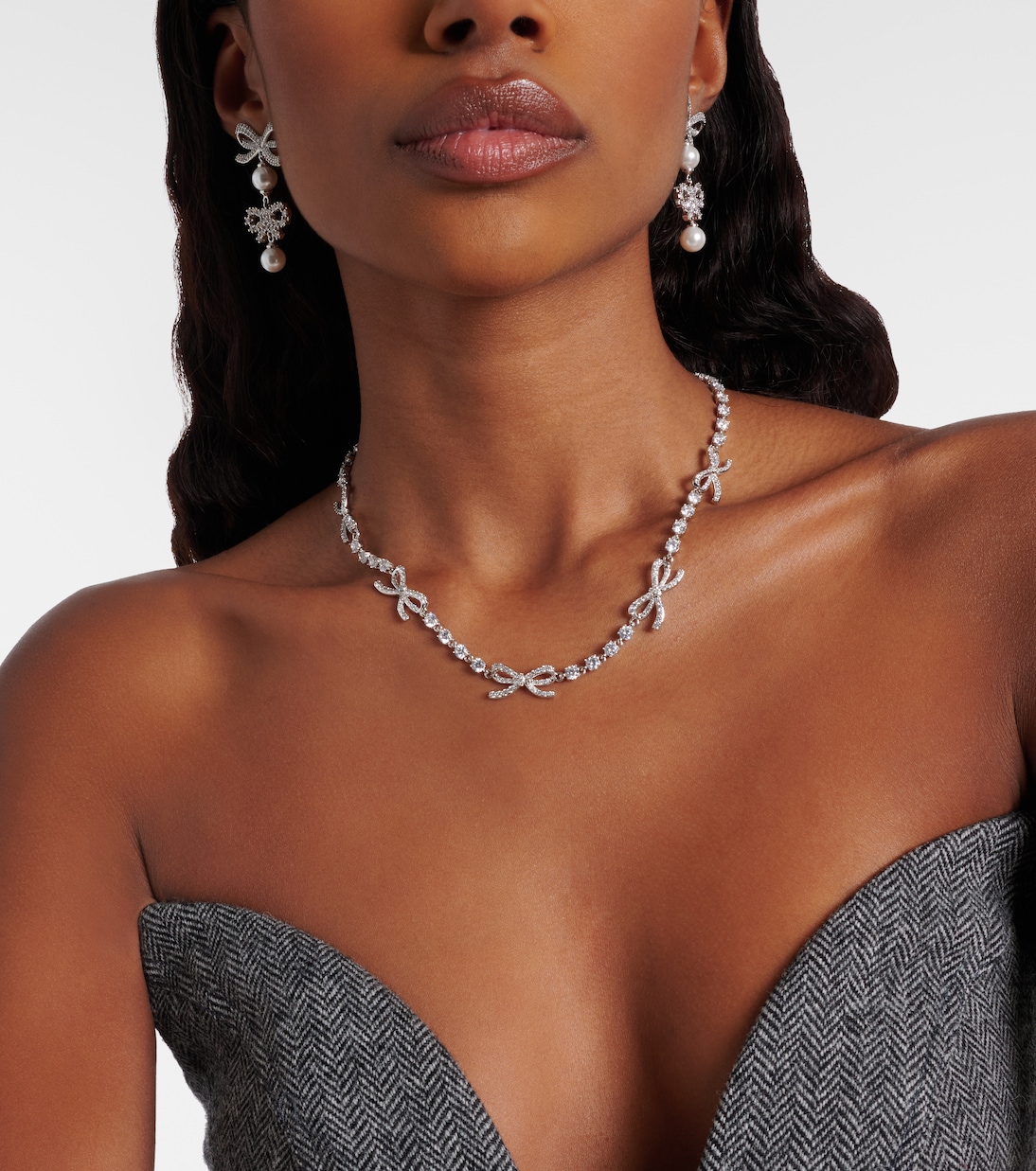 Orecchini con perle bijoux e cristalli | Self-Portrait