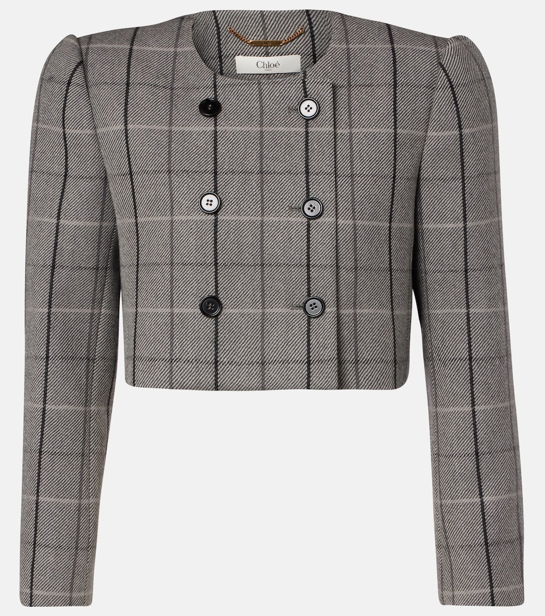 Checked cropped wool jacket | Chloé