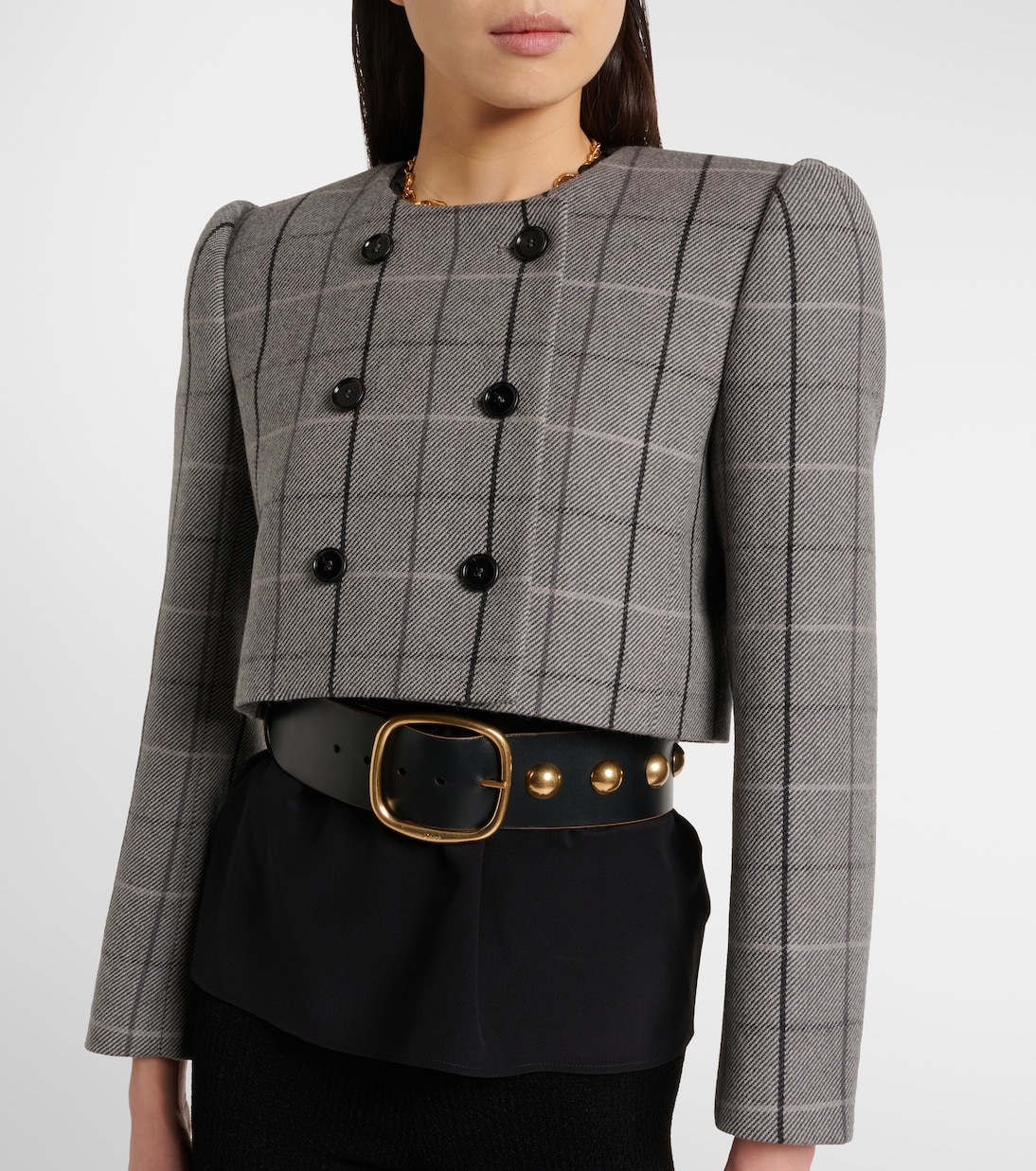 Checked cropped wool jacket | Chloé