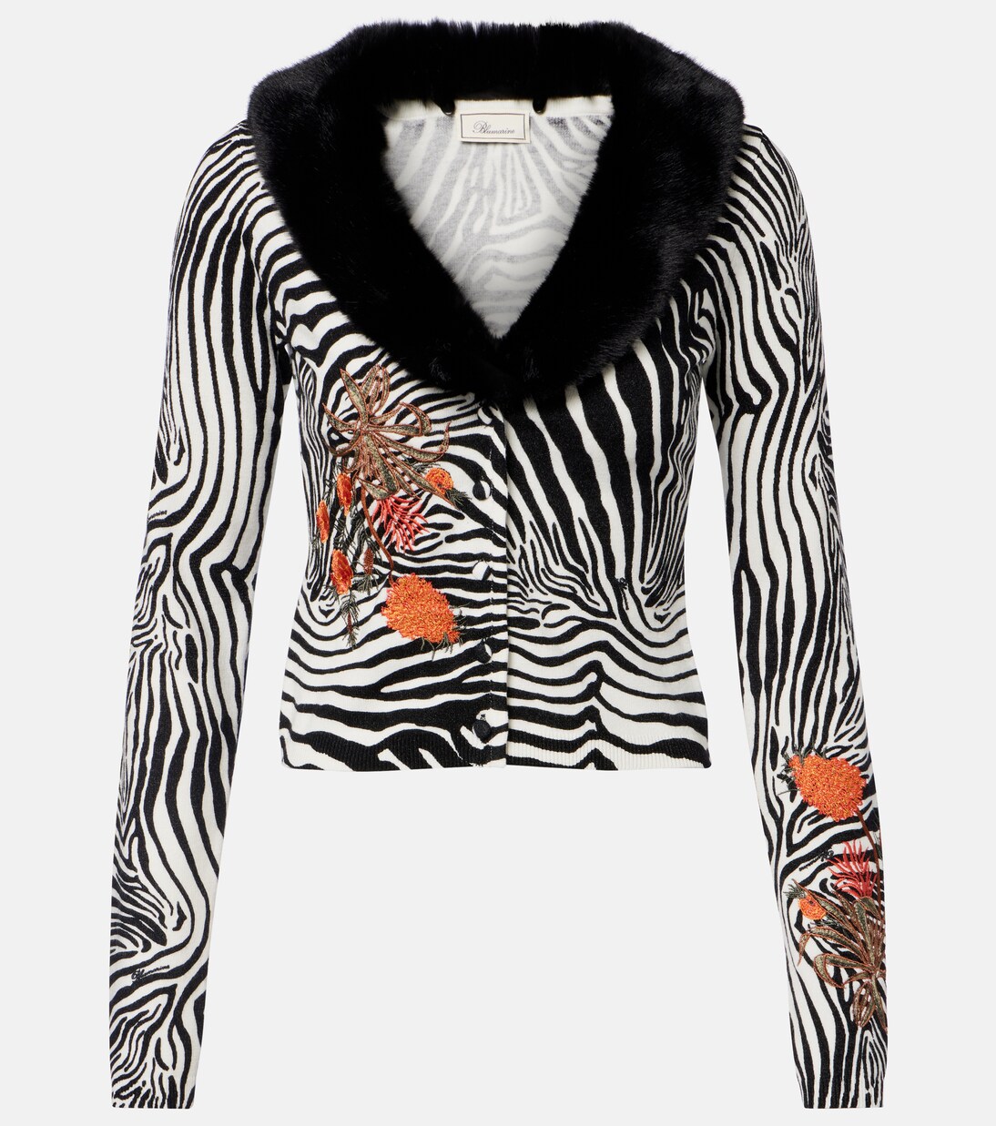 Printed ribbed-knit cardigan | Blumarine