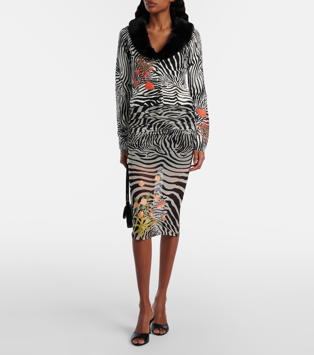 Printed ribbed-knit cardigan | Blumarine