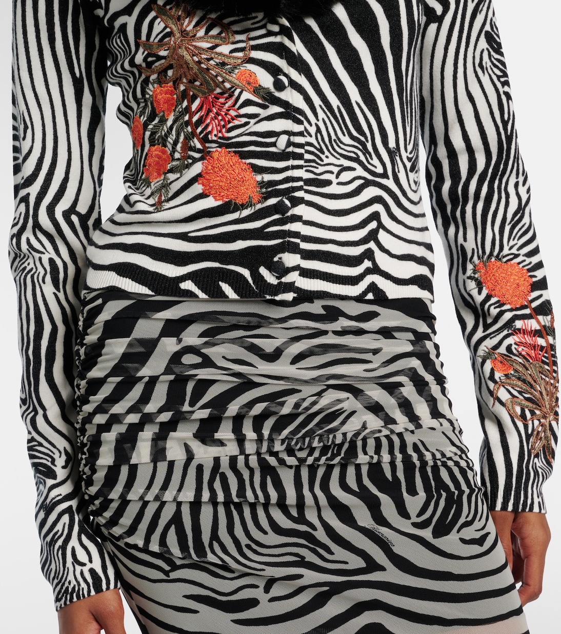 Printed ribbed-knit cardigan | Blumarine