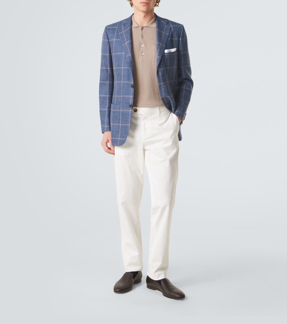 Checked cashmere, wool, silk, and linen blazer | Kiton