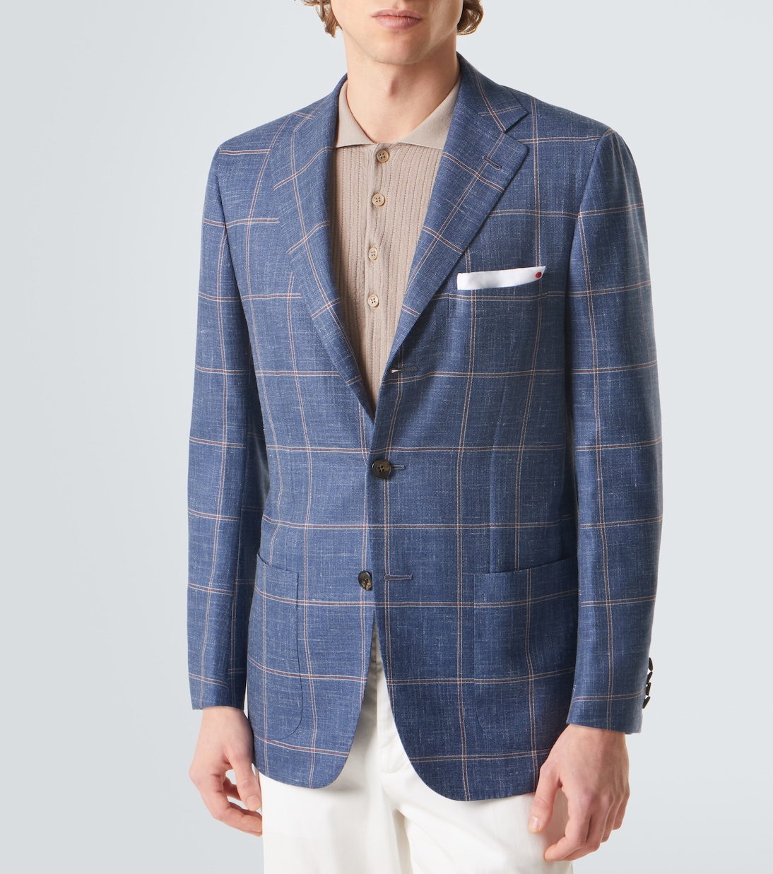 Checked cashmere, wool, silk, and linen blazer | Kiton