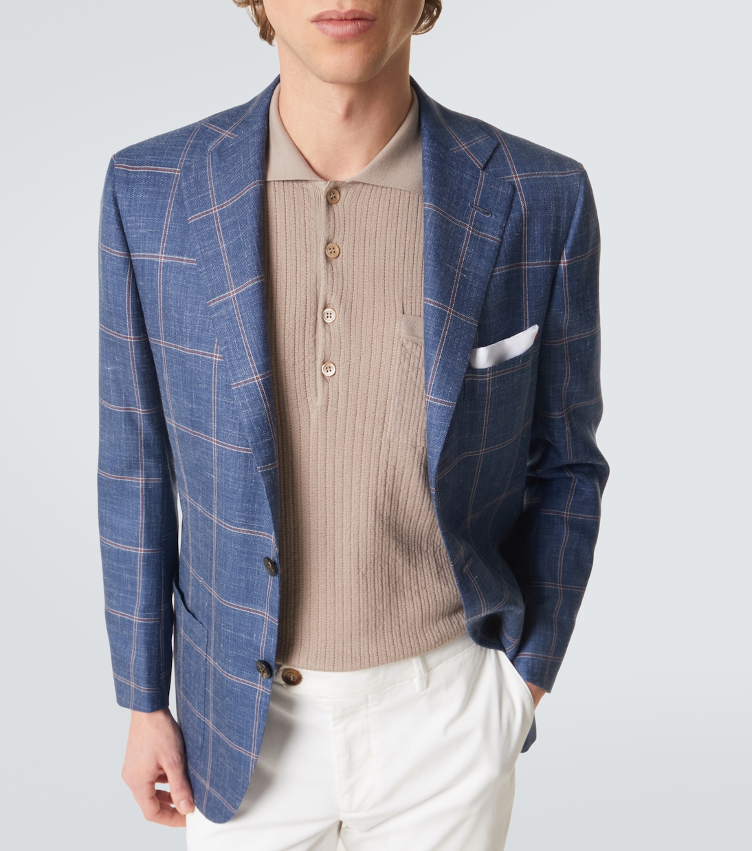 Checked cashmere, wool, silk, and linen blazer | Kiton