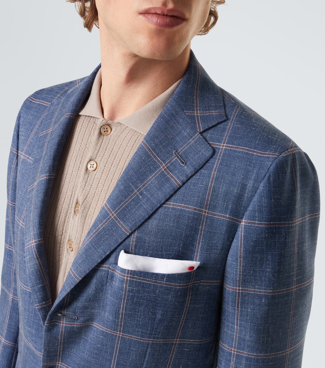 Checked cashmere, wool, silk, and linen blazer | Kiton