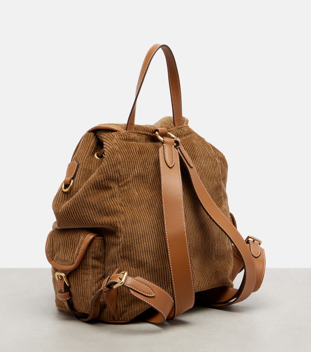 Rucksack aus Cord mit Leder | Miu Miu