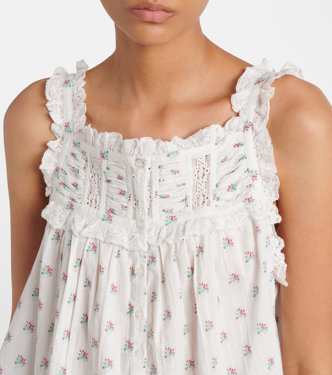 Fidella floral lace-trimmed cotton top  | Dôen