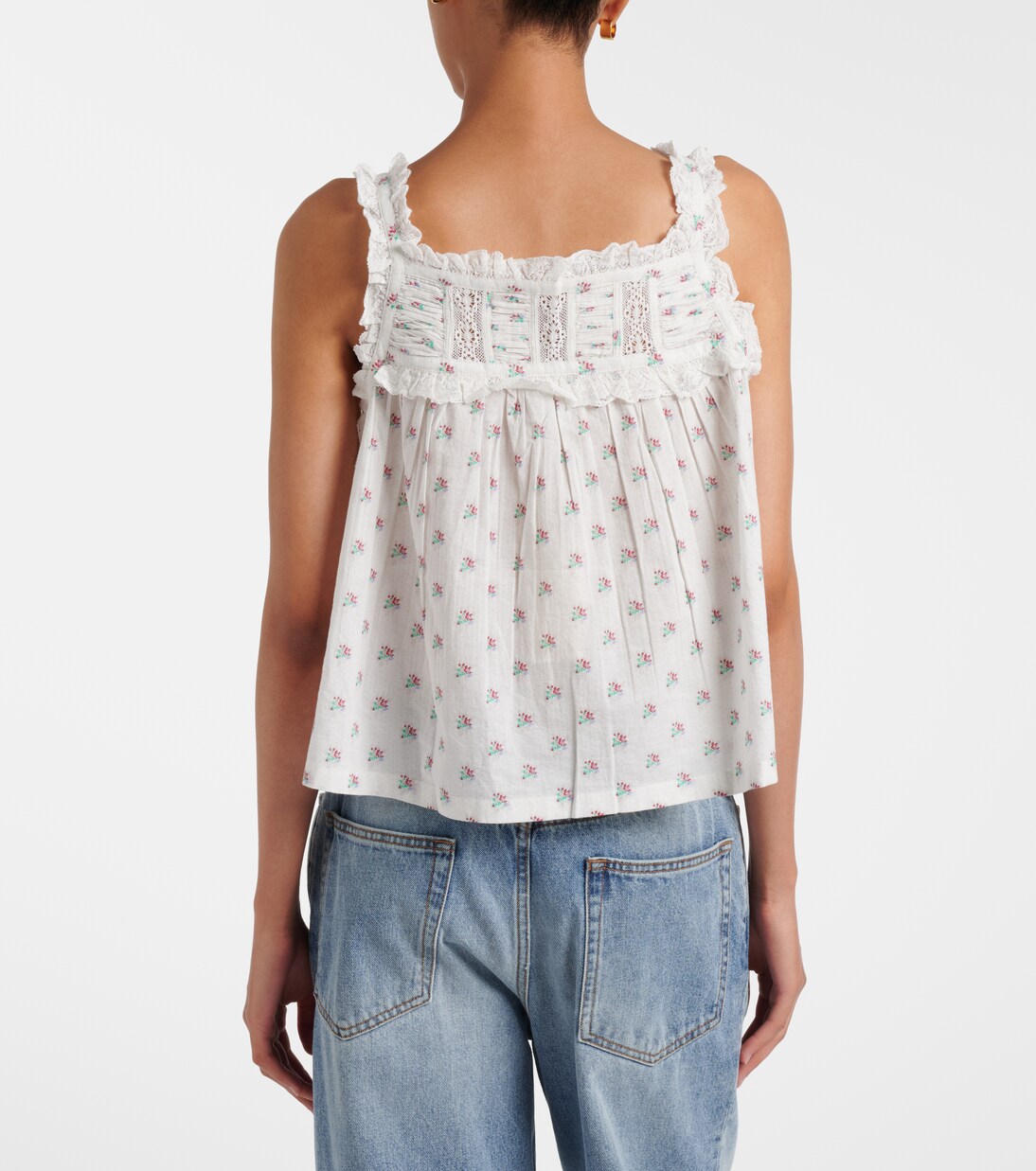 Fidella floral lace-trimmed cotton top  | Dôen