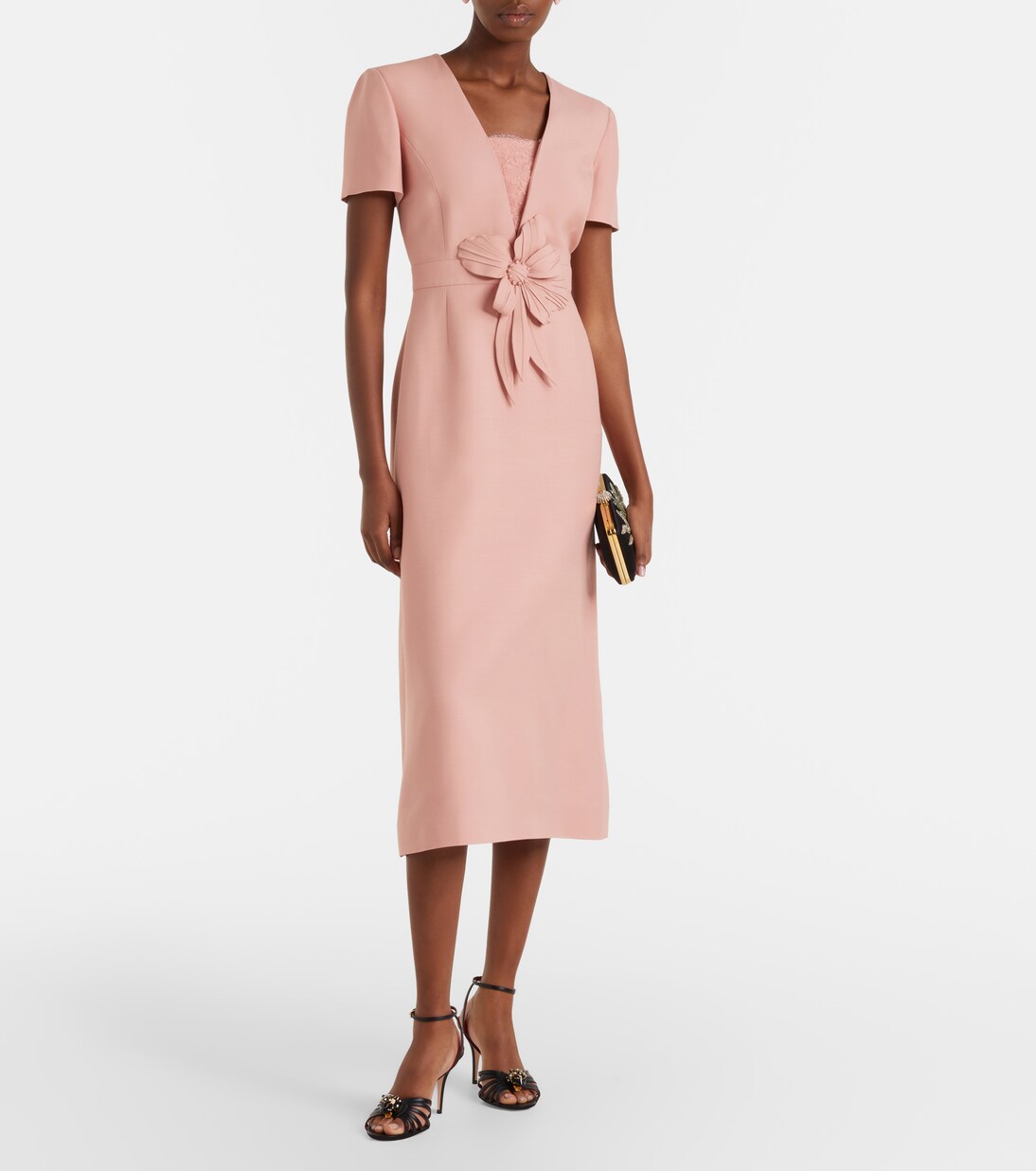 Crepe Couture floral-appliqué midi dress | Valentino