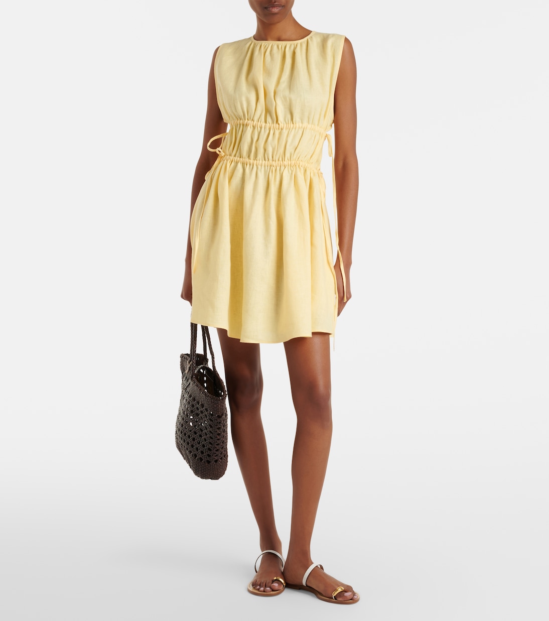 Como gathered linen minidress | Asceno