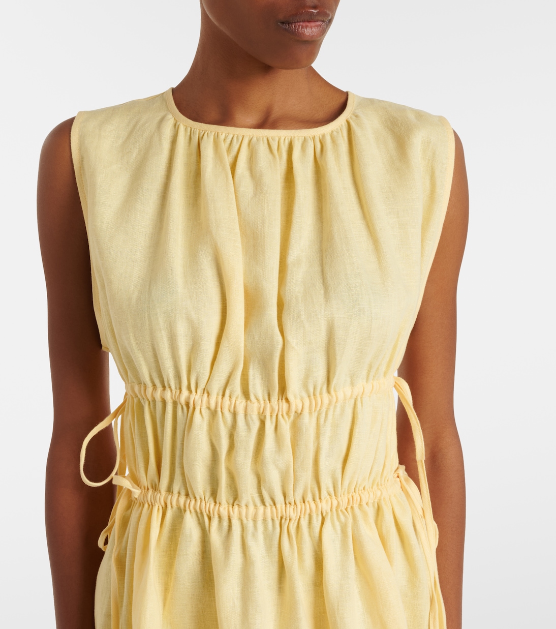 Como gathered linen minidress | Asceno