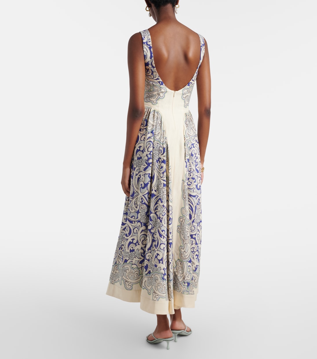 Printed linen-blend dress | Alémais