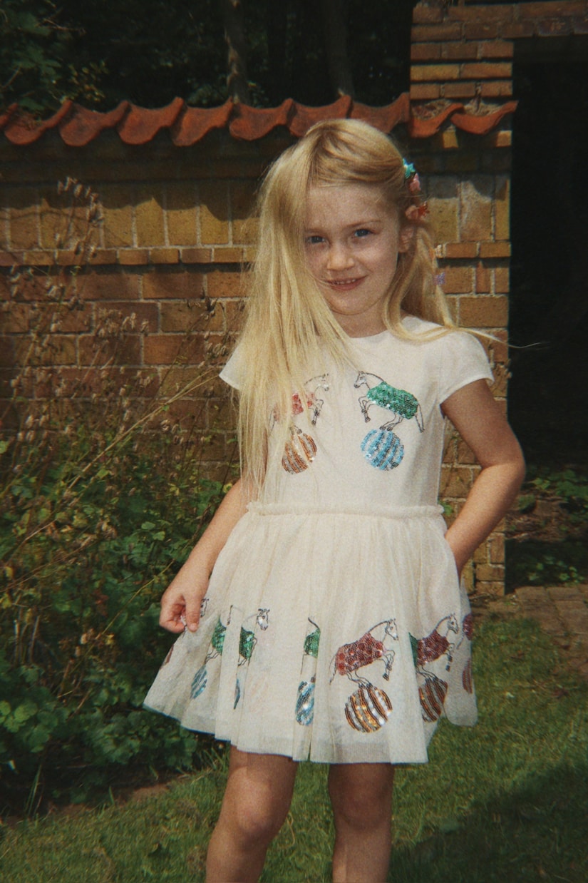 Robe Odette à paillettes et finitions en tulle | Konges Sløjd