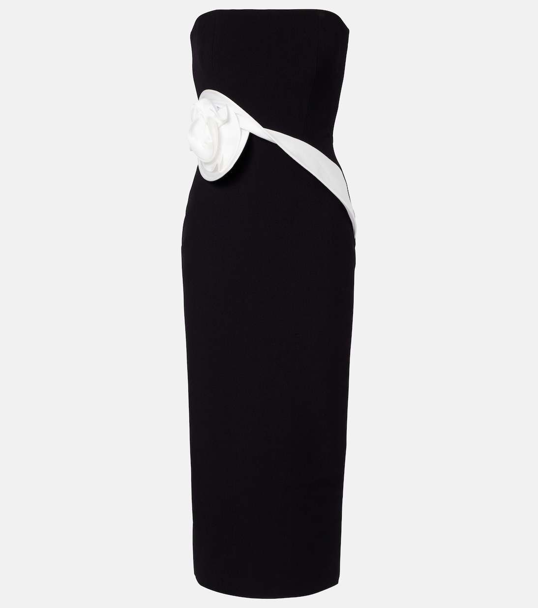 Robe midi bustier en crêpe à appliqué floral | Roland Mouret