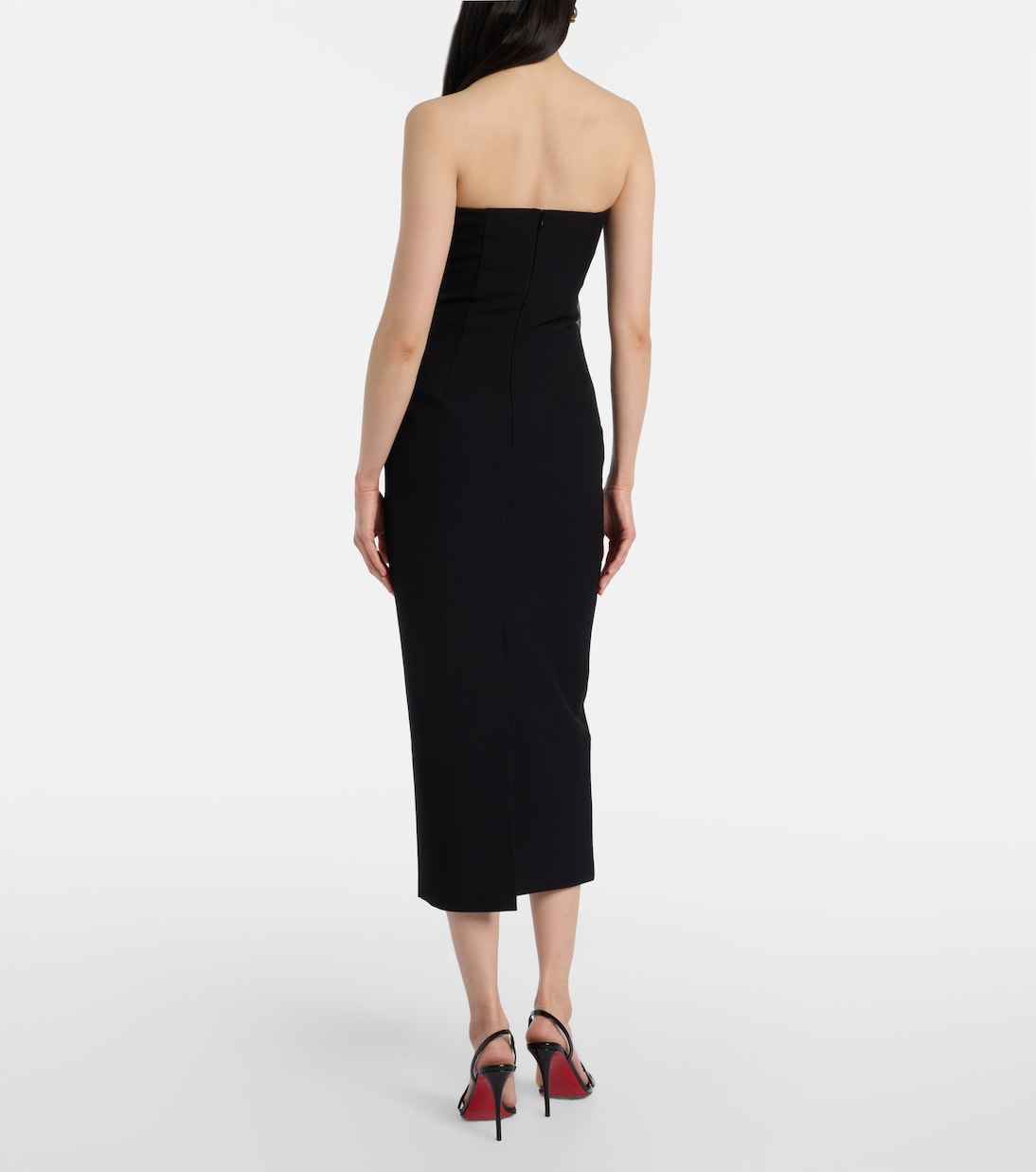 Robe midi bustier en crêpe à appliqué floral | Roland Mouret