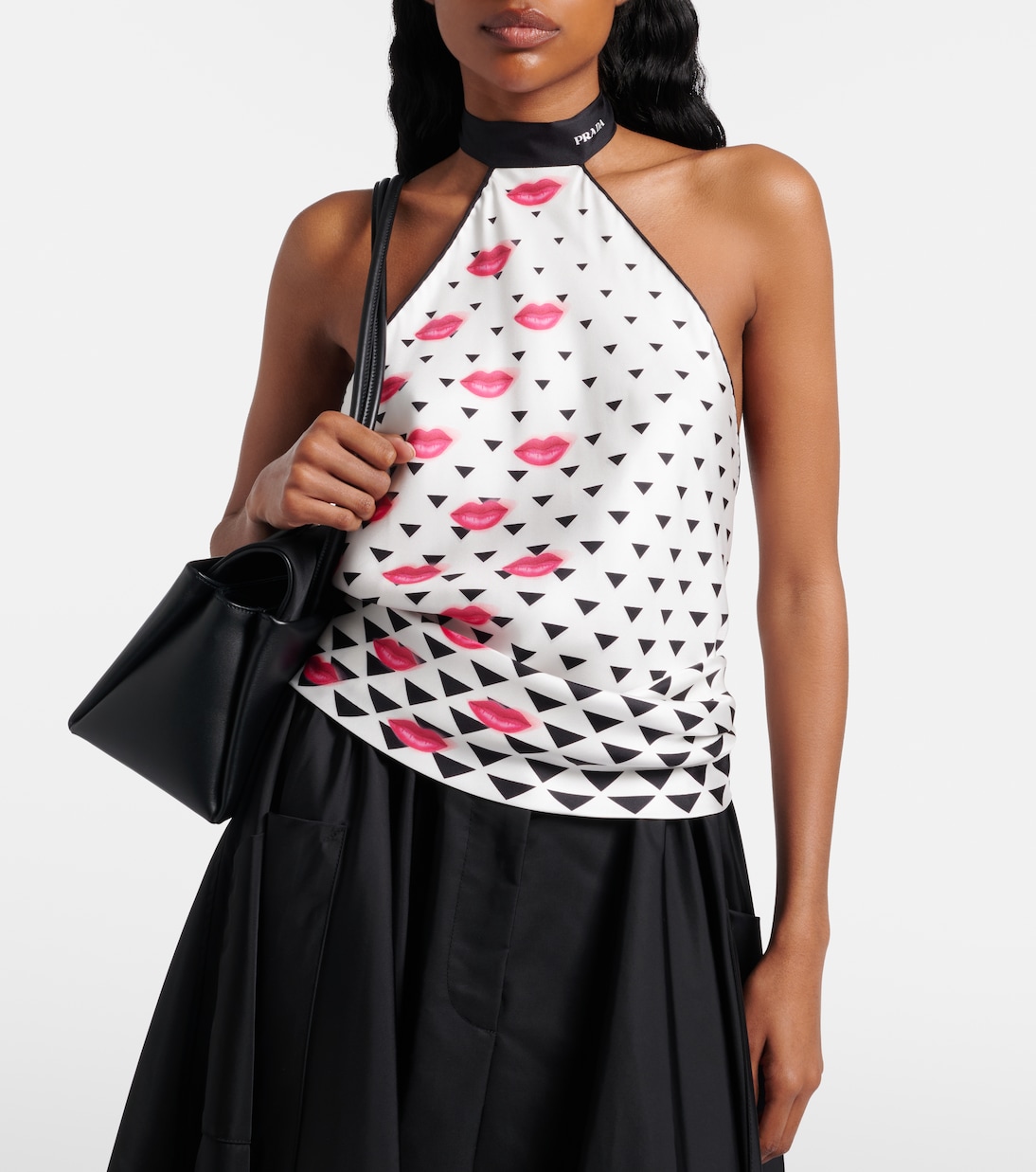 Bedrucktes Top aus Seiden-Twill | Prada