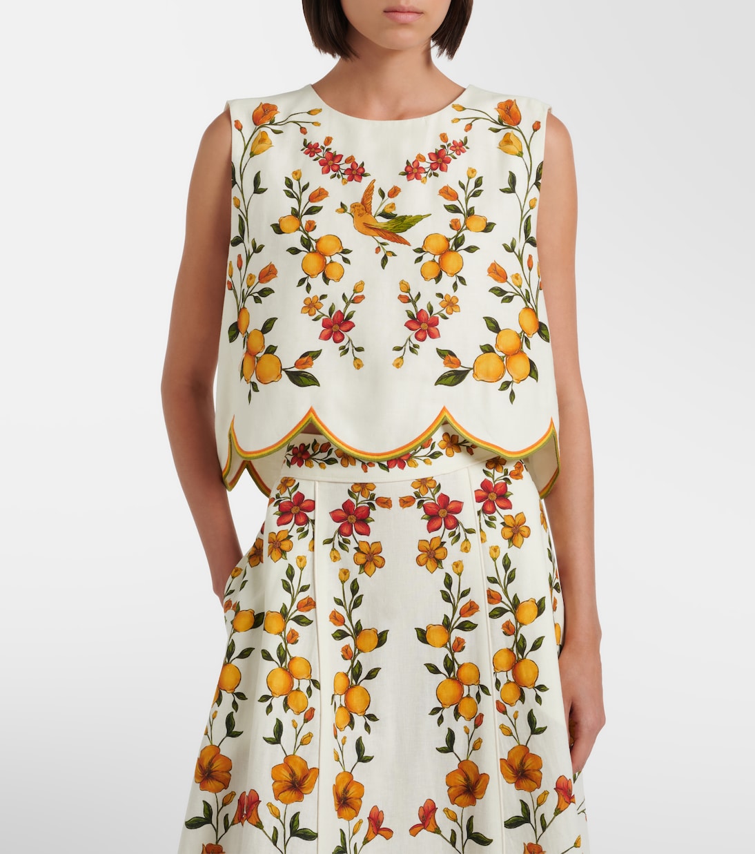 Lemon Bouquet linen-blend top | Farm Rio