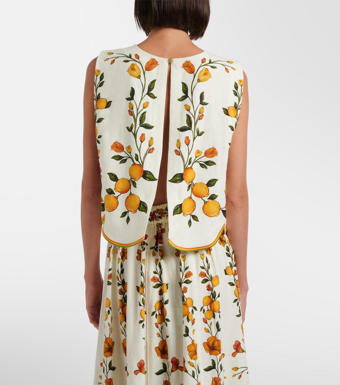 Lemon Bouquet linen-blend top | Farm Rio