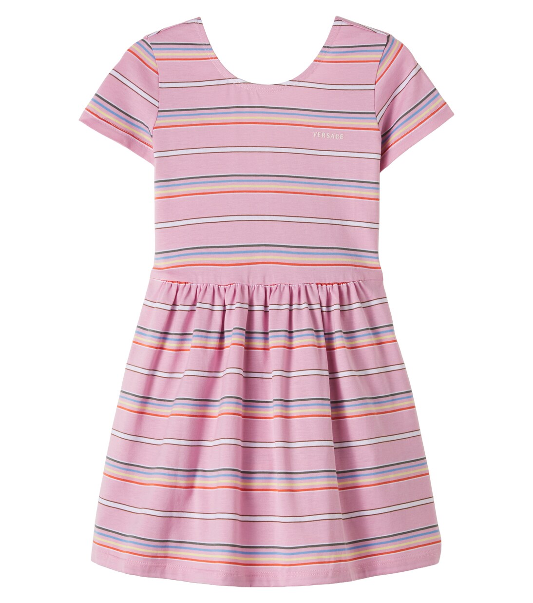 Logo striped cotton jersey dress | Versace Kids