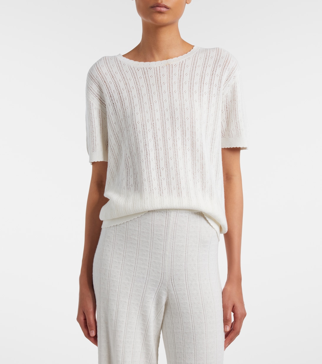 Suyin pointelle cotton and cashmere sweater | Lisa Yang