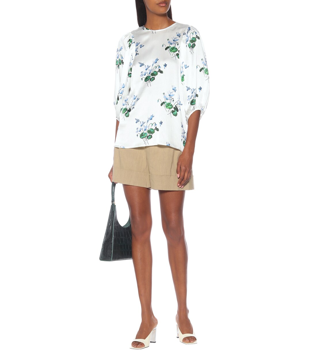 Top imprimé en satin de soie | Les Rêveries