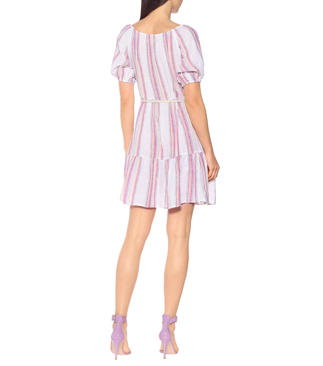 Cinthia striped linen-blend minidress | Velvet